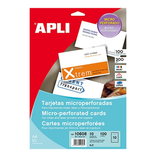 Imagem de PAPEL APLI A4 200GR PARA 100 CARTÕES DE VISITA 10608 (CAIXA 10 FOLHAS)