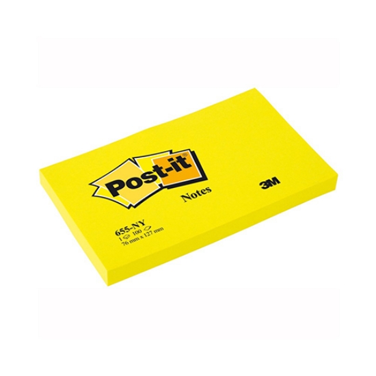 Picture of BLOCO DE NOTAS ADERENTES POST-IT 76X127 655-NY AMARELO NEON 100FOLHAS