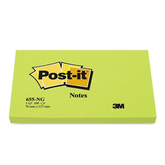 Picture of BLOCO NOTAS ADERENTES POST-IT 76X127 655-NG VERDE NEON 100FOLHAS