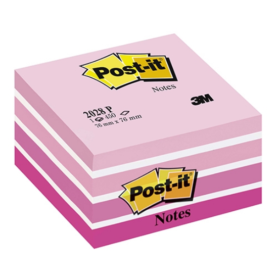 Picture of CUBO BLOCO DE NOTAS ADERENTES POST-IT 76X76 2028P ROSA PASTEL 450FOLHAS