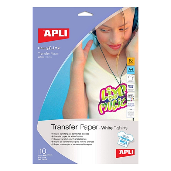 Imagem de PAPEL TRANSFER A4 APLI 04128 T-SHIRT BRANCA (EMB.10F)