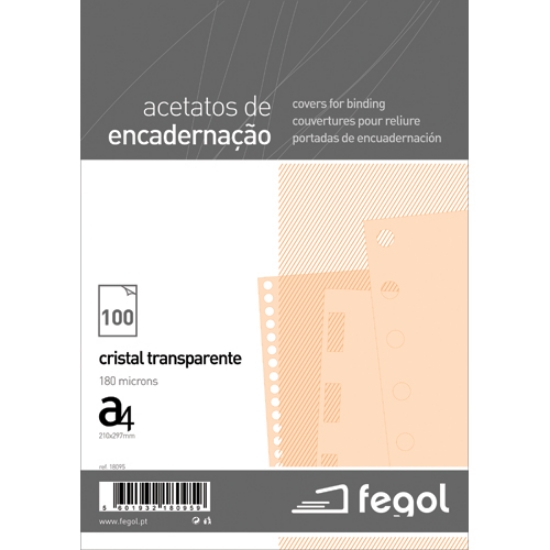 Imagem de ACETATO ENCADER. CRISTAL A4 180MIC TRANSP. FEGOL 18095