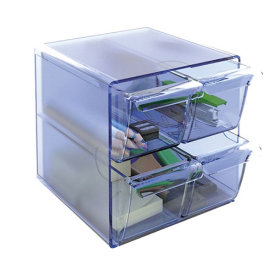 Picture of ORGANIZADOR 4 GAVETAS ARCHIVO2000 6704 AZUL TRANSPARENTE