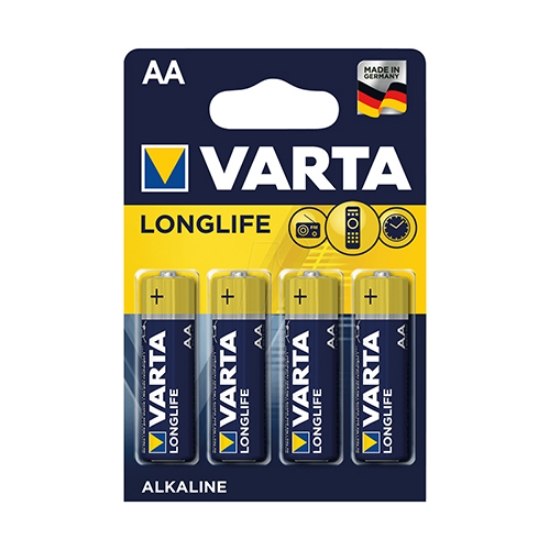 Imagem de BLISTER COM 4 PILHAS ALCALINAS AA LR06 1.5V VARTA LIFE EXTRA (4106)