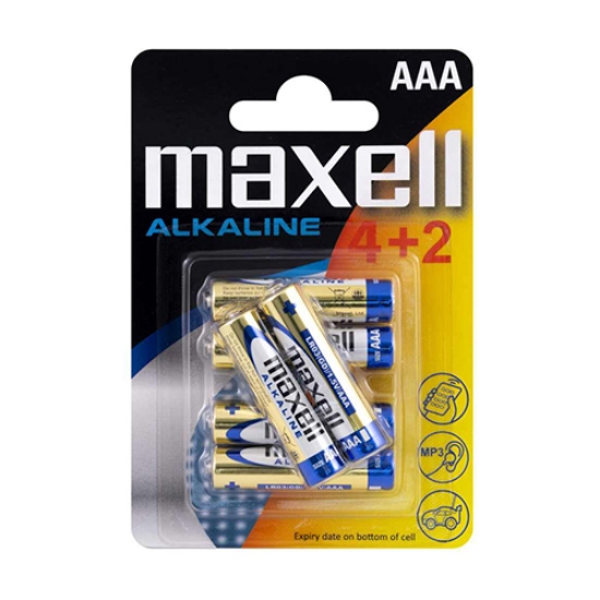 Imagem de BLISTER COM 4+2 PILHAS ALCALINAS AAA LR03 1.5V MAXELL (790240)