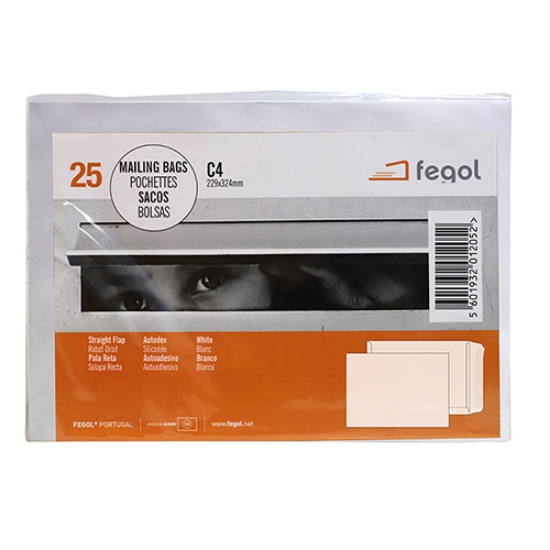 Imagem de PACK 25 SACOS C4 229X324MM BRANCOS 90GR ADESIVOS FEGOL