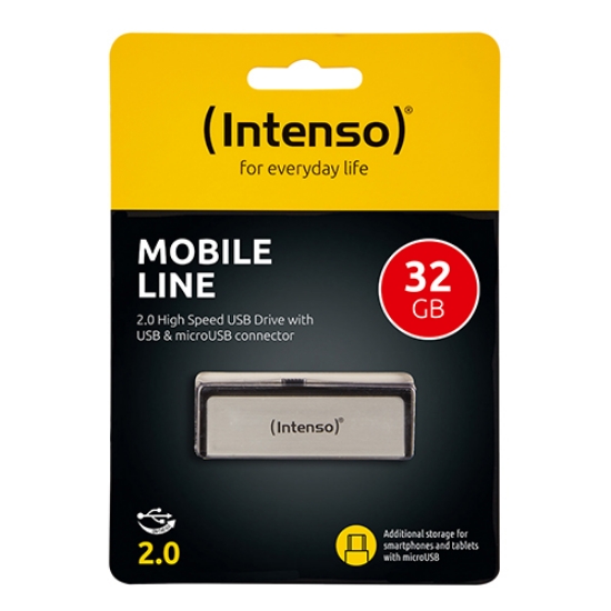 Imagem de DISK-PEN 32GB USB 2.0/MICRO USB INTENSO MOBILE LINE 3523480