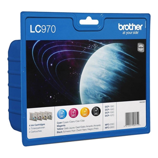 Imagem de PACK TINTEIRO ORIGINAL BROTHER LC-970VALBP PRETO+3CORES