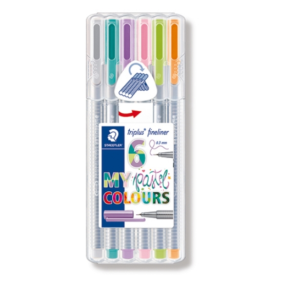 Imagem de CAIXA 6 MARCADORES STAEDTLER TRIPLUS FINELINER 334 SB6CS1 PASTEL