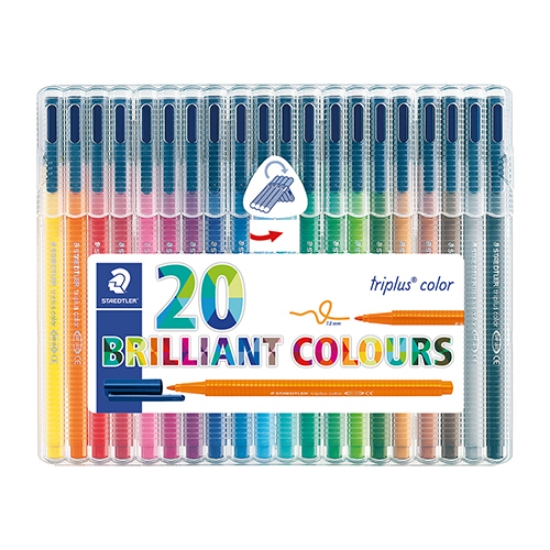 Imagem de  CX.20 MARC. FIBRA STAEDTLER TRIPLUS COLOR 323 SB20 SORT.