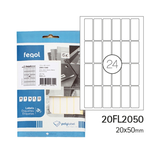 Imagem de ETIQ. FEGOLABEL A5 20X50 BRANCA 20FL2050 (CART.20F/480UDS)