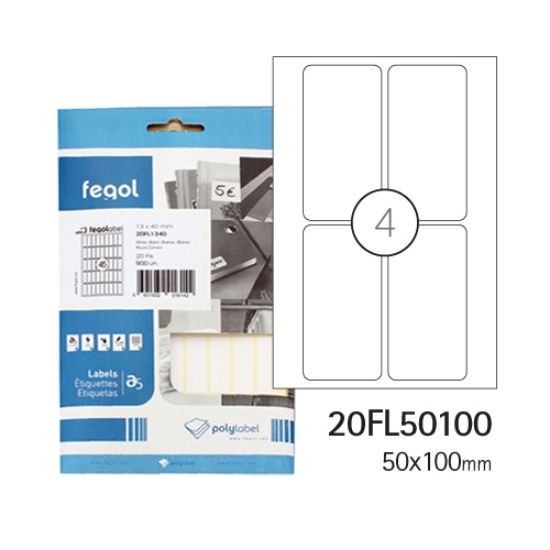Picture of ETIQ. FEGOLABEL A5 50X100 BRANCA 20FL50100 (CART.20F/80UNI)