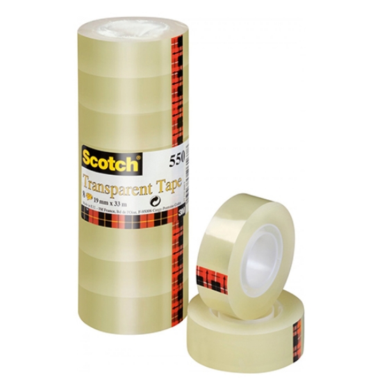 Imagem de ROLO FITA ADESIVA 19MMX33MT 3M SCOTCH 550 TRANSPARENTE (ACORDEÃO)