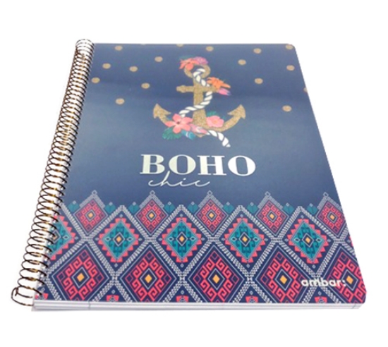 Imagem de CADERNO ESPIRAL CAPA PP A4 100FOLHAS BOHO CHIC PAUTADO